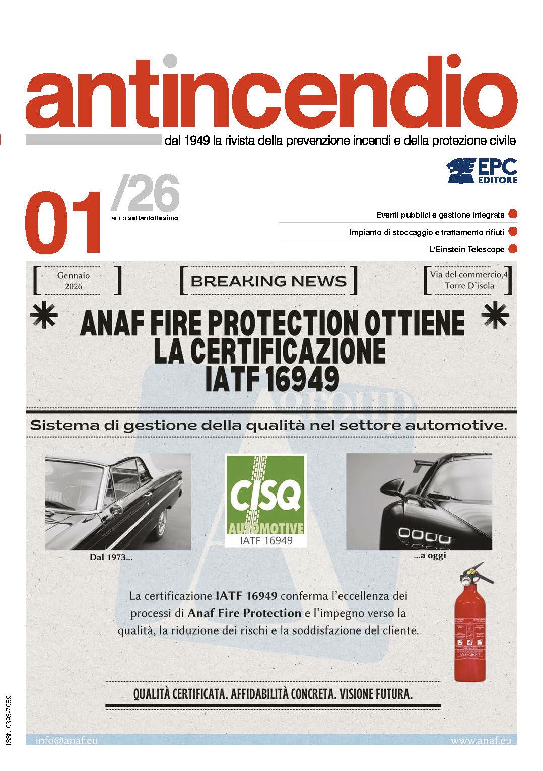 ANAFGROUP: Siamo presenti sulla copertina di  ANTINCENDIO di Gennaio 2026!