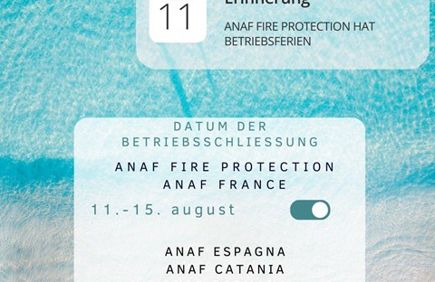 Anafgroup: Sommerschließung