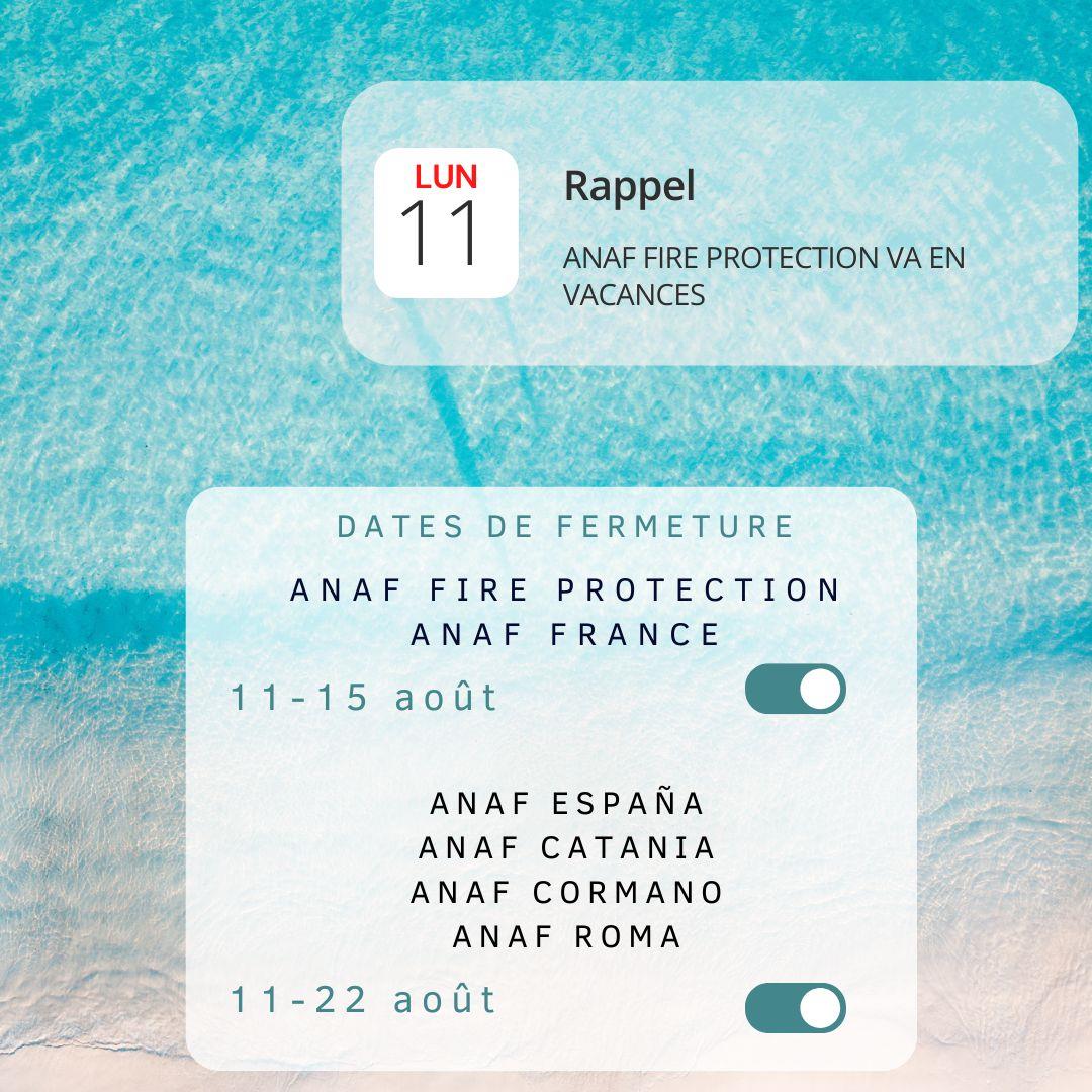 Anafgroup: Fermeture d'été
