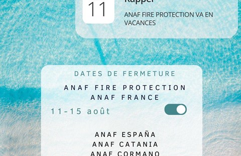 Anafgroup: Fermeture d'été